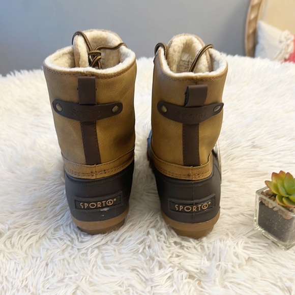 NEW Sporto Brown Tan Waterproof duck ankle lace up boot women size 8 - Picture 5 of 7